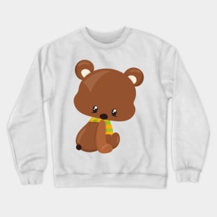 Cute Bear, Little Bear, Baby Bear, Bear With Scarf Crewneck Sweatshirt